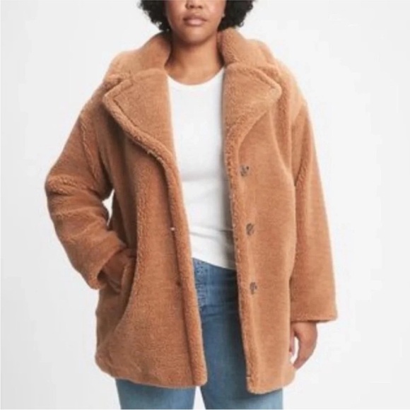 GAP Jackets & Blazers - Gap Womens Fleece Oversized Teddy Coat Longline Winter Warm Button Up